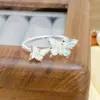 Anillo Abierto de Esmalte de Verano Dopamina Zirconia Goteada en Aceite Mariposa Flor Exquisita Gama Alta Anillo de Lujo Ligero