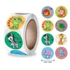 Rollo Autoadhesivo Transfronterizo de 500 Hojas de Lindas Pegatinas de Animales de Dibujos Animados 2.5cm Pegatinas Pequeñas de Tigre y Panda para Estudiantes