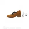Sapatos Mary Jane baixos estilo balé para mulheres, novo modelo outono 2026, bico redondo deslumbrante, salto grosso, tira cruzada, sapatos de noite