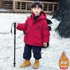 Roupas de Inverno para Meninos Jaqueta Ala com Forro de Fleece Conjunto de Duas Peças Estilo Coreano Jaqueta Esportiva Impermeável Bonita para Crianças Top de Menino