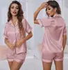 Amazon Pijamas de Mujer Verano Rayas Color Sólido Básico Manga Corta Pantalones Cortos Conjunto Casual de Ropa para el Hogar para Mujer 2349