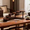 Estante de Almacenamiento de Escritorio de Nogal Madera Maciza Sin Instalación Almacenamiento de Perfumes y Cosméticos Exhibidor de Café de Niveles de Madera