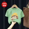 Roupas de Verão Infantis 2026 Novo Estilo Estampa de Desenho Camiseta de Manga Curta Algodão Puro Tops de Verão para Meninas