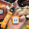 Chaveiro Colorido de Torrada com Emoji Chaveiro de Borracha Macia PVC 3D Acessório Criativo Pequeno Presente Pingente de Bolsa