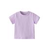 Camiseta de manga corta de verano para niños y niñas, cuello redondo, color caramelo, sin estampado, tablero ligero, camiseta de color liso, ropa de clase
