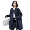 Chaqueta de mezclilla para mujer, nuevo modelo 2025 para primavera y otoño, talla grande, corte holgado, elegante, gabardina estilo mom, top delgado para principios de otoño