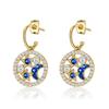 Pendientes de Broche de Tremella Simples de Moda para Mujer Nicho Lujo Ligero Pendientes de Anillo de Estrella y Luna Accesorios Europeos y Americanos AKE256