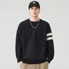 Suéter redondo estilo americano para hombre, nuevo modelo otoño 2026, bloques de color a rayas, corte holgado, tejido casual versátil para hombre