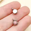 Colgante de Acero Inoxidable Redondo Color Acero de 6 mm con Agujero Vertical Doce Estrellas Color Doce Colores Recubrimiento al Vacío Electroplateado Accesorios para Joyería DIY