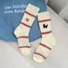 Calcetines de Otoño e Invierno para Mujer Estilo Miu Calcetines para Mujer Estilo Coreano Ins Lindos Calcetines Bordados de Cachorro Estilo Académico Calcetines de Felpa de Color Sólido