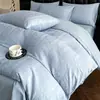 Juego de ropa de cama de algodón puro de cuatro piezas, algodón 100% de fibra larga, funda de edredón bordada de alta gama, apto para todas las estaciones, juego de tres piezas lavable