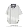 Acu Roupa Masculina Cor Contrastante Xadrez Gola Lapela Manga Curta Primavera e Verão 2026 Nova Camisa Polo Estilo Esportivo Casual Versátil Camiseta
