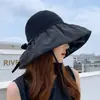 Chapéu de Sol Feminino Dobrável para Exterior Proteção UV Aba Larga Chapéu de Pescador Chapéu de Sol para Rosto Atacado