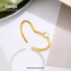 Xi Gu J0261 S925 Prata Simples Fresco V-Brilhante Zircônio Anel Ajustável Feminino Leve Luxo Nicho Distintivo Anel
