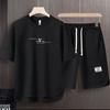 Traje deportivo de ocio de comercio exterior para hombre de verano, seda de hielo, secado rápido, casual, delgado, para el hogar, cómodo, de manga corta, pantalones cortos, paquete de dos piezas