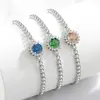Pulsera de Girasol con Piedras Preciosas de Colores de Venta Caliente en Tiktok con Diamante de Alto Carbono Ultra Brillante Corte Rosa Joyería, Dropshipping Transfronterizo Transmitido en Vivo