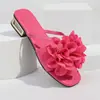 Pantuflas de Comercio Exterior de Talla Grande Transfronterizas para Mujer, Sandalias Planas de Moda de Verano, Pantuflas Florales Versátiles de Estilo Europeo y Americano para Exteriores sin Cierre para Mujer