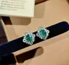 Collar de Imitación Hielo Cortado Deslumbrante, Anillo Verde Paraíba Simple y Versátil, Conjunto Elegante de Piedras Preciosas de Colores para Mujeres