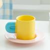 Xícara e Pires de Cerâmica Criativos Macaron Personalizados de Alta Aparência Xícara de Café para Casal Estudante Copo para Beber Caneca de Lembrança