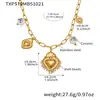 Acero Inoxidable Corazón Piedra Natural Collar Pendientes Chapado en Oro de 18K Ins Moda Europea y Americana Multipéndulo Versátil Juego de Joyería