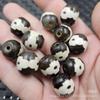 Antiguo blanco y negro de tres ojos cuentas de barril inocentes jade cuentas sueltas ágata cuentas de manzana colluton accesorios de joyería diy cuentas