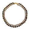 Collar de Ojo de Tigre con Perlas Color Caramelo Maillard Nuevo Primavera 2025 Personalidad de Nicho Cadena para Clavícula de Alta Gama para Mujeres