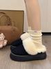 Chinelos Peludos para Mulheres, Novo Modelo Inverno 2026, Botas de Neve Integradas de Couro e Pelo, Sola Grossa, Forro de Pelúcia, Chinelos de Algodão com Biqueira Fechada