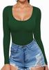 Camiseta Sexy de Manga Larga con Escote Bajo Ajustada a la Figura con Lazo en la Cintura para Mujer Estilo Europeo y Americano Amazon 2024