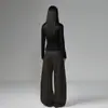 Pantalones cargo anchos casuales de alta gama color Naranja Juvenil # Negro Puro para mujer, corte holgado, adelgazantes, elegantes, únicos, versátiles, pantalones de largo completo