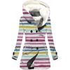 Venta caliente transfronteriza 2023 nuevo abrigo de trench para mujer invierno engrosado estilo europeo y americano con capucha estampada de rombos 3D abrigo al por mayor