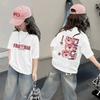 [100 algodón] camiseta de verano de manga corta para niños 2025 nueva caricatura top de estudiante para niña impresión para niños grandes