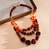 Colar Multicamadas com Contas de Resina e Ágata Estilo Retrô Europeu e Americano Corrente de Clavícula Exagerada Personalizada Transfronteiriça Colar de Moda de Alta Qualidade para Mulheres