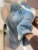 Jeans Reto Azul Lavado Estreito Novo para a Primavera de 2026 para Mulheres, Calças Longas de Cintura Alta Afuniladas de Perna Larga para Pequenas Influenciadoras da Moda