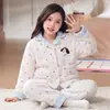 Pijama Infantil de Franela para Niñas, Otoño/Invierno, con Terciopelo Plus, Más Grueso, para Niños Mayores, Vellón de Coral, Niños Bebés, Conjunto de Ropa para el Hogar