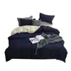 Funda de almohada con bolsillo, funda nórdica de tela cepillada de color liso, juego de tres piezas transfronterizo, funda nórdica de plumón, ropa de cama textil para el hogar de fibra ultrafina