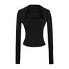 Blusas de Linha Única Cinza de Alta Qualidade, Falsas de Duas Peças, para Mulheres no Outono e Inverno, Camisetas de Manga Longa Slim Fit Sexy e Elegantes