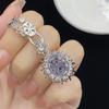 Conjunto de Anillo de Apertura de Grupo Completo de Diamantes Zafiro Real de Lujo Simulado Europeo y Americano Pendientes Colgantes de Temperamento para Mujer
