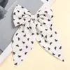 Pinza para el pelo con lazo de cinta de lunares blancos y negros, estilo dulce y femenino, con estampado de tela, pasador de lunares, accesorio para el pelo de clip superior para media coleta
