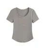 Blusa Feminina de Manga Curta Canelada Elástica Versátil de Verão Base de Algodão Canelado Camiseta