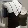 Camisola de cashmere de fio fino de algodão de Xinjiang, costas cruzadas, cor sólida simples, alças finas, modeladora e sutilmente estilosa 28115