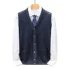 Cardigan de Tricô Masculino Aberto nas Costas Casual Solto Roupa para Idosos Sem Mangas Cardigan Suéter Masculino Outono