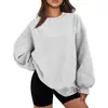 Produto novo de outono e inverno feito sob medida, best-seller da Amazon, estilo europeu e americano, modelagem solta, ombro caído, manga bufante, pulôver, moletom gola redonda