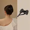Novo prendedor de cabelo torcido com laço de rede e strass para mulheres, estilo de alta qualidade, acessório de cabelo para meio rabo de cavalo na parte de trás da cabeça
