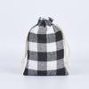 Bolsa navideña de algodón y lino a cuadros con cordón para guardar dulces de Nochebuena, joyas, decoración navideña y colgantes.