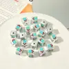 Ins Plata Brillante Cuadrado Estampado Manzana Estrella Agujero Recto Cuentas Sueltas Hecho a Mano Pulsera DIY Cadena de Teléfono Materiales de Accesorios Cuentas