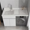 Armario de Aluminio para Lavandería de Balcón tipo Panal con Lavabo Integrado y Gabinete para Lavadora de Tambor Baño Gabinete de Baño
