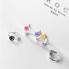 Nalan plata s925 color epoxi expresión cara sonriente hebilla de oreja verano estilo coreano joyería pequeña para orejas de mujer M02214