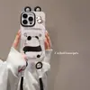 Pintura de Textura Muñeca Panda Adecuada para Carcasa de Teléfono Móvil Apple 16 15PRO Bolsa para Tarjetas Cordón 14 Silicona a Prueba de Caídas 13 Creativo X