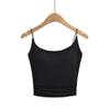 Suspensórios com Almofada no Peito Estilo Europeu e Americano Coleira Quadrada Colete Plissado Feminino Verão 2023 Novo Cor Sólida Slim-fit Top Curto