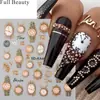 Belleza Completa Transfronterizo Nuevas Calcomanías para Uñas Estampadas 5D Reloj Retro Collar Reloj Calcomanías para Uñas